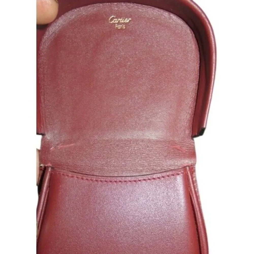 Cartier Must De Cartier Bordeaux Leather Coin Pouch Case Wallet w/ COA Vintage
